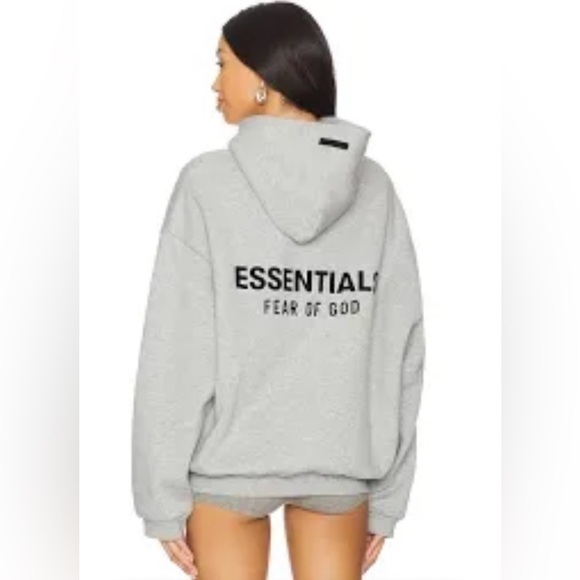 Essentials Tops - Essentials Light Gray Oversized Hoodie Size large